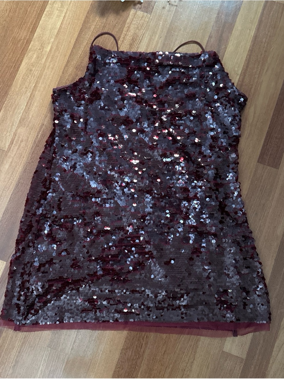 Burgundy Sequin Slip Dress